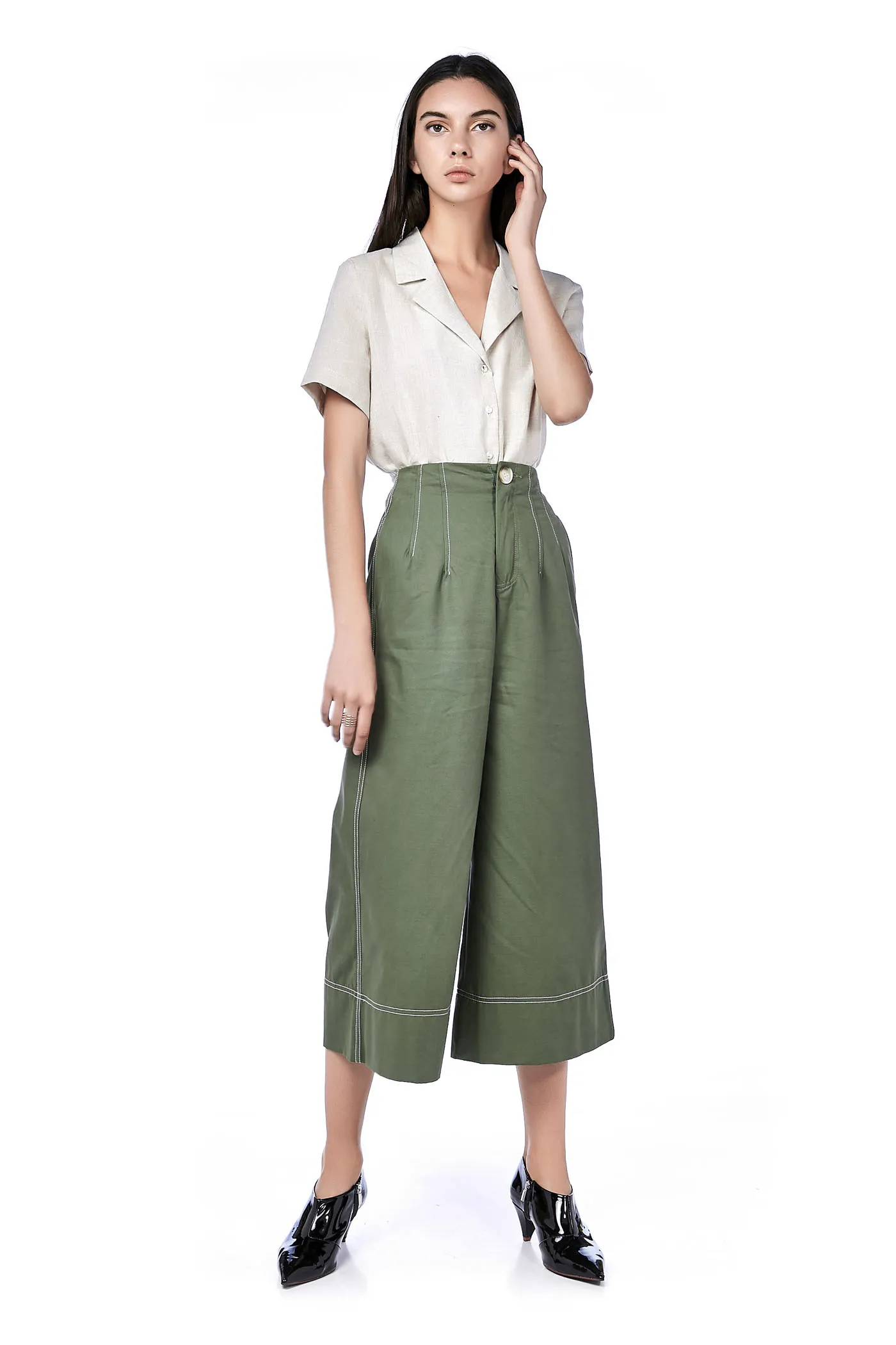 vivy top-stitch culottes