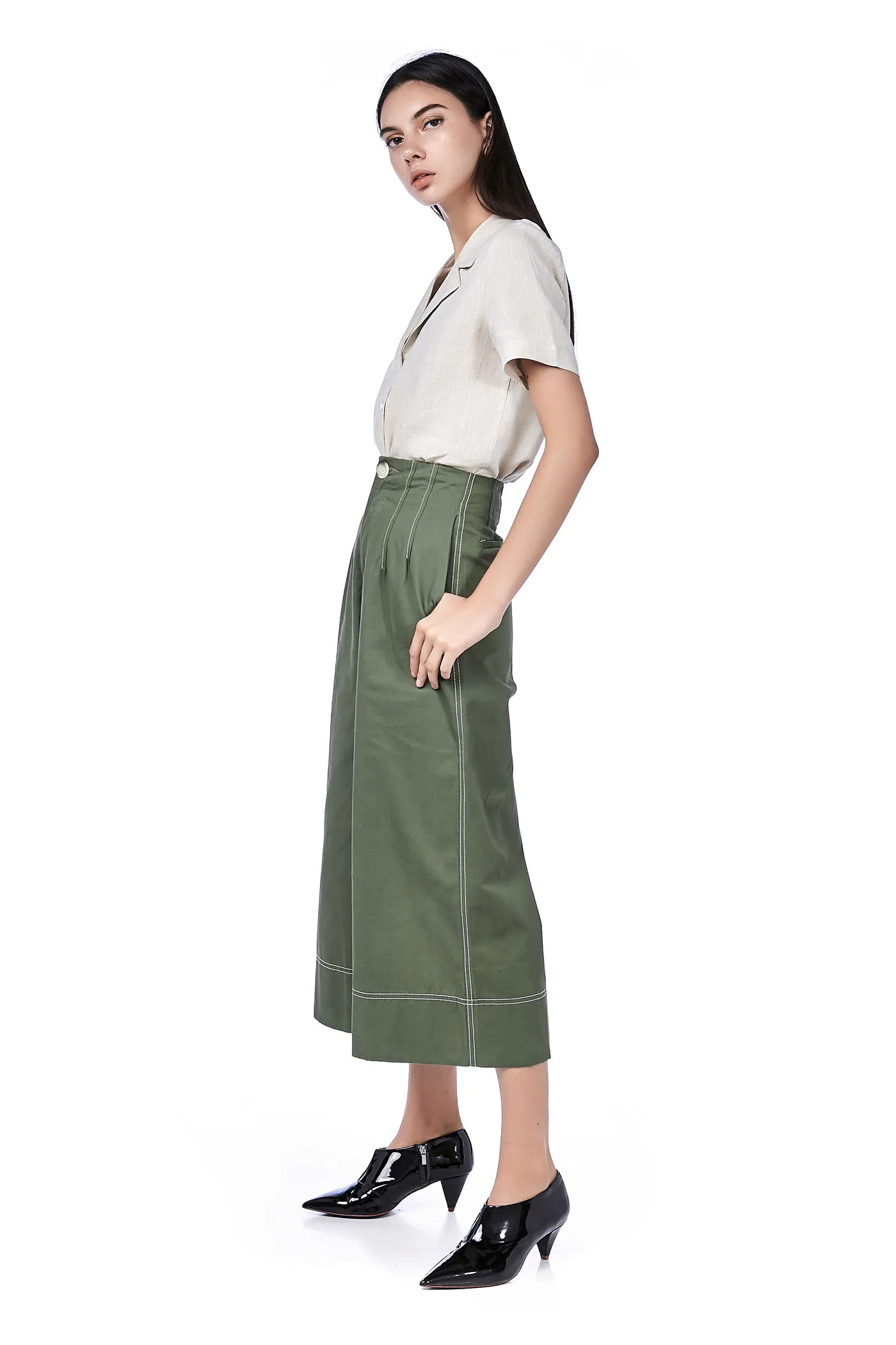 vivy top-stitch culottes