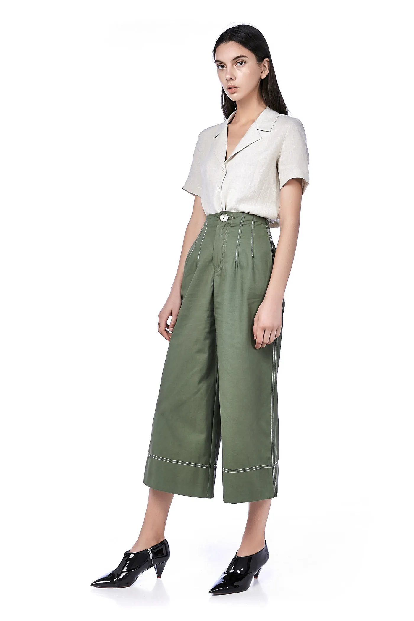 vivy top-stitch culottes