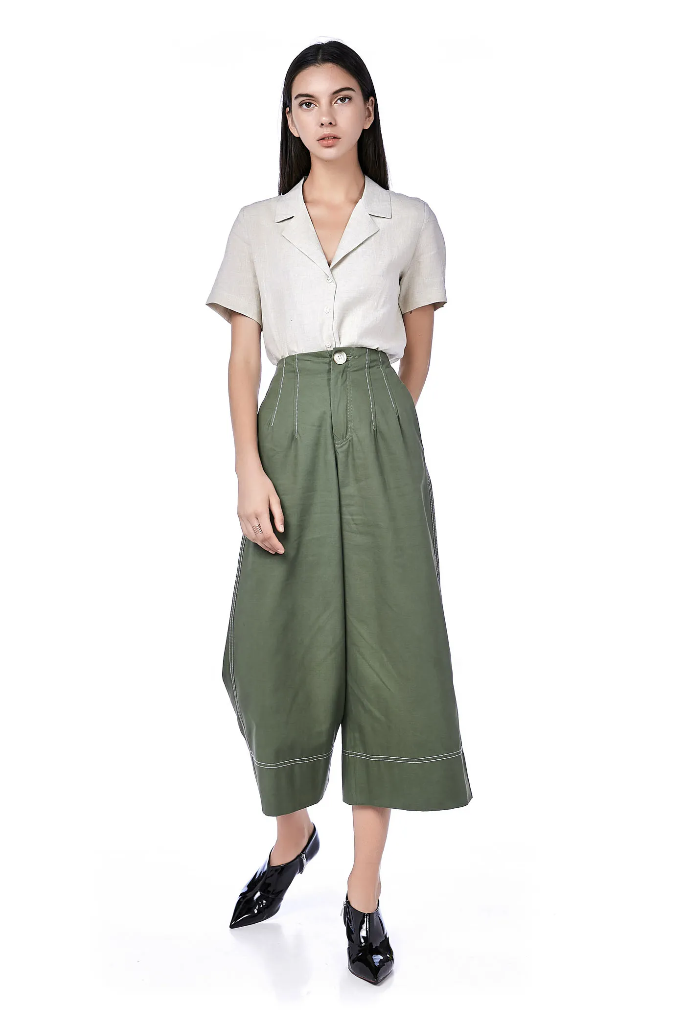 vivy top-stitch culottes