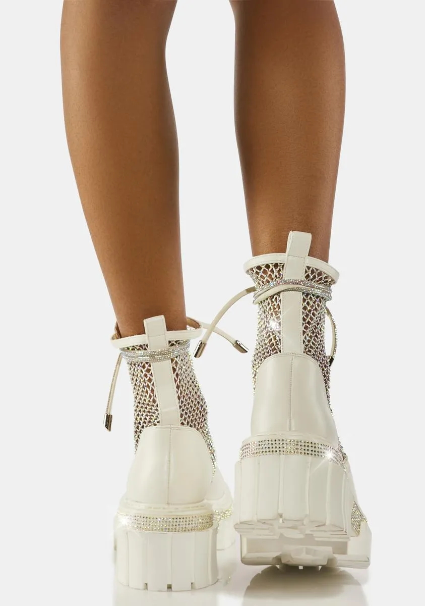 White Diamond Drip Combat Boots