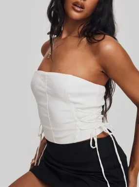 White Strapless Top