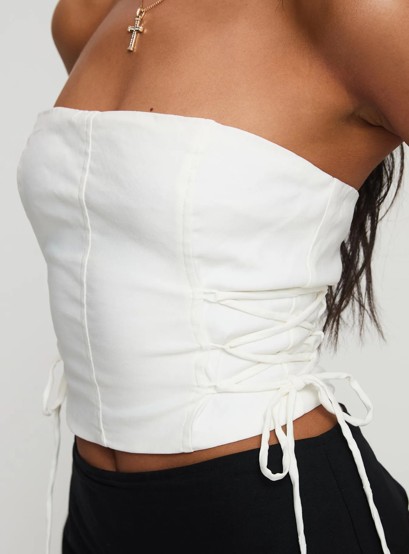 White Strapless Top