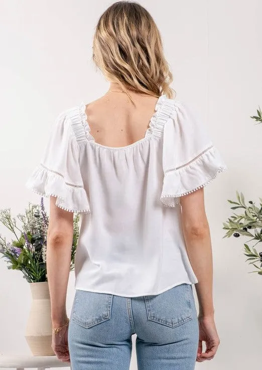 White Ruffle Top