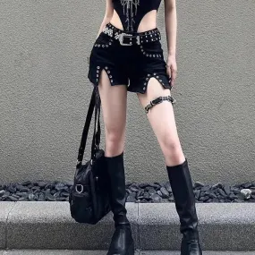 Women's Sexy Punk Goth Style Low Waisted Denim Shorts