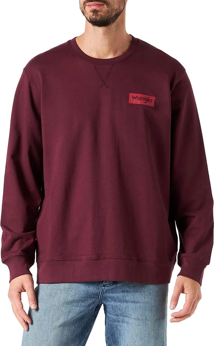 Wrangler Logo Crew Neck Sweatshirts in Winetasting