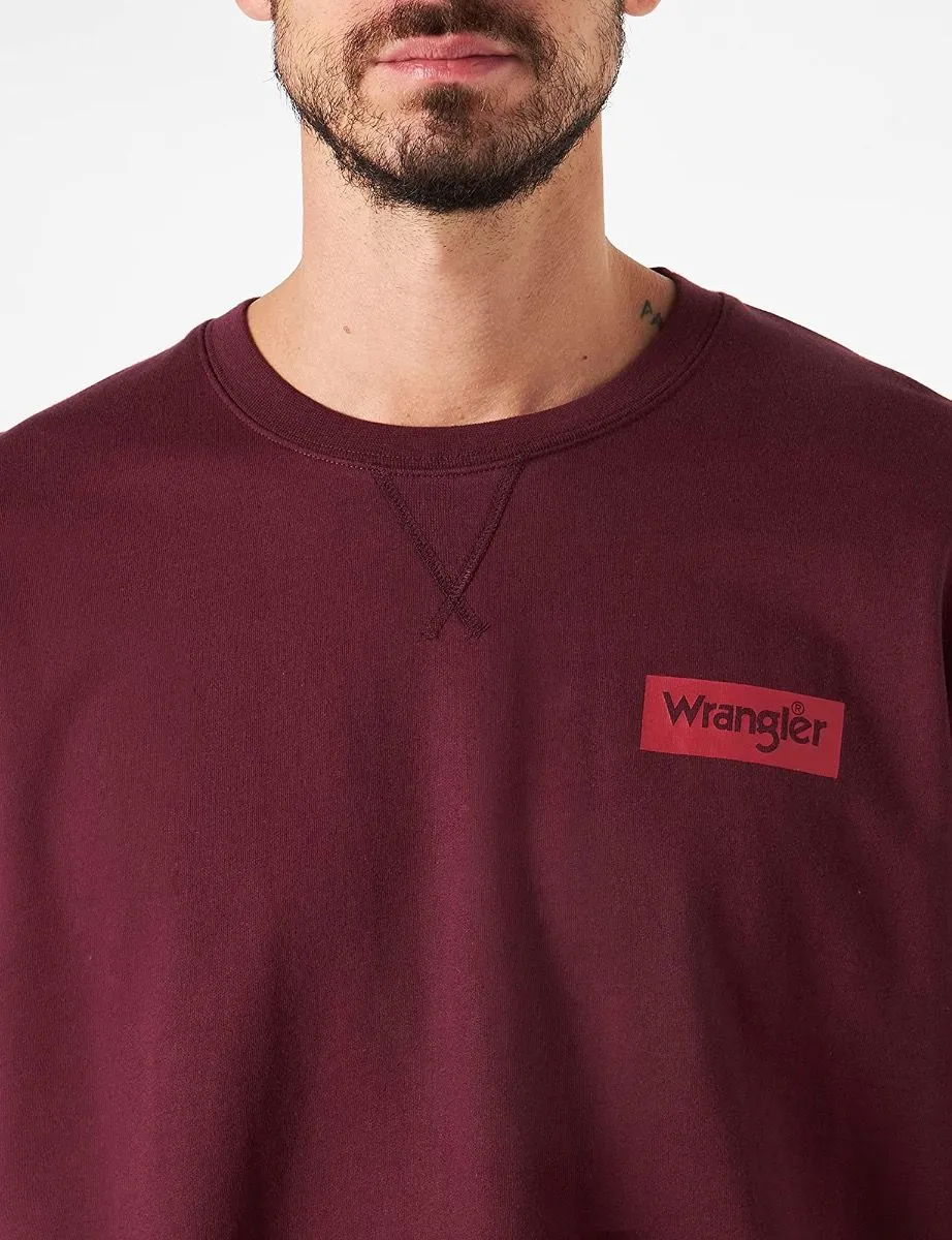 Wrangler Logo Crew Neck Sweatshirts in Winetasting