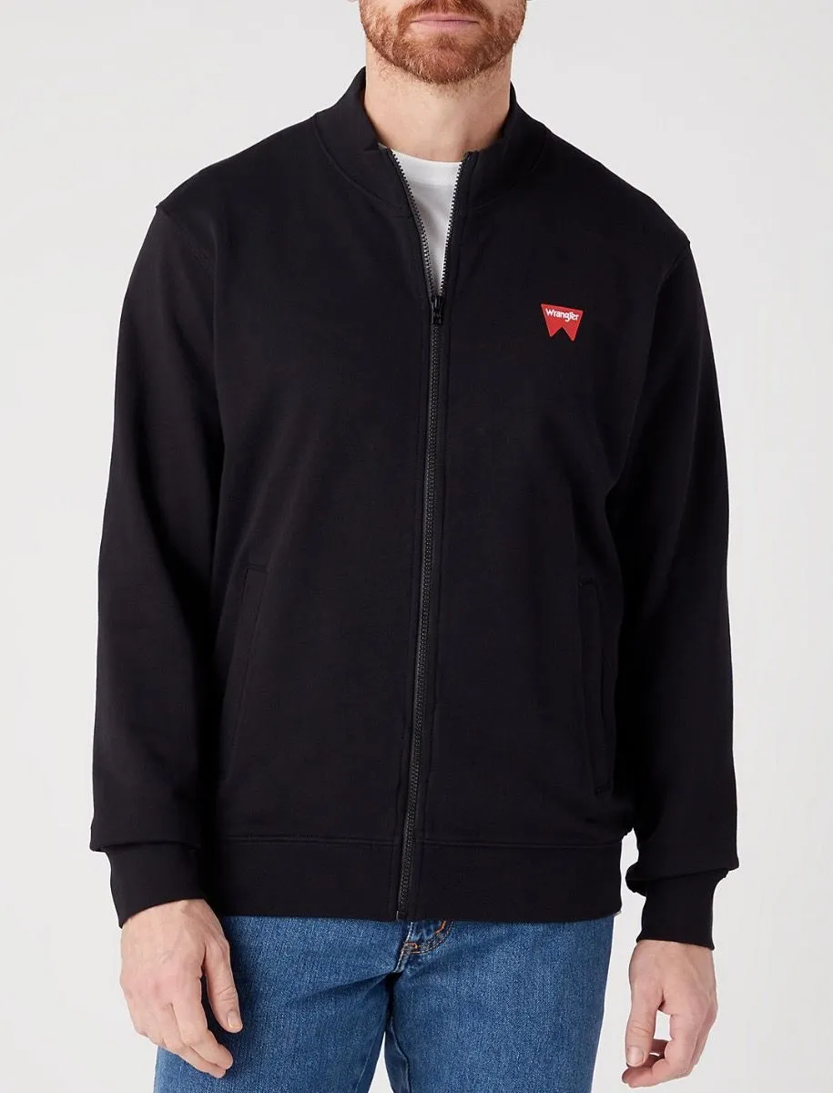 Wrangler Logo Zip Funnel Neck Sweatshirts Black Real