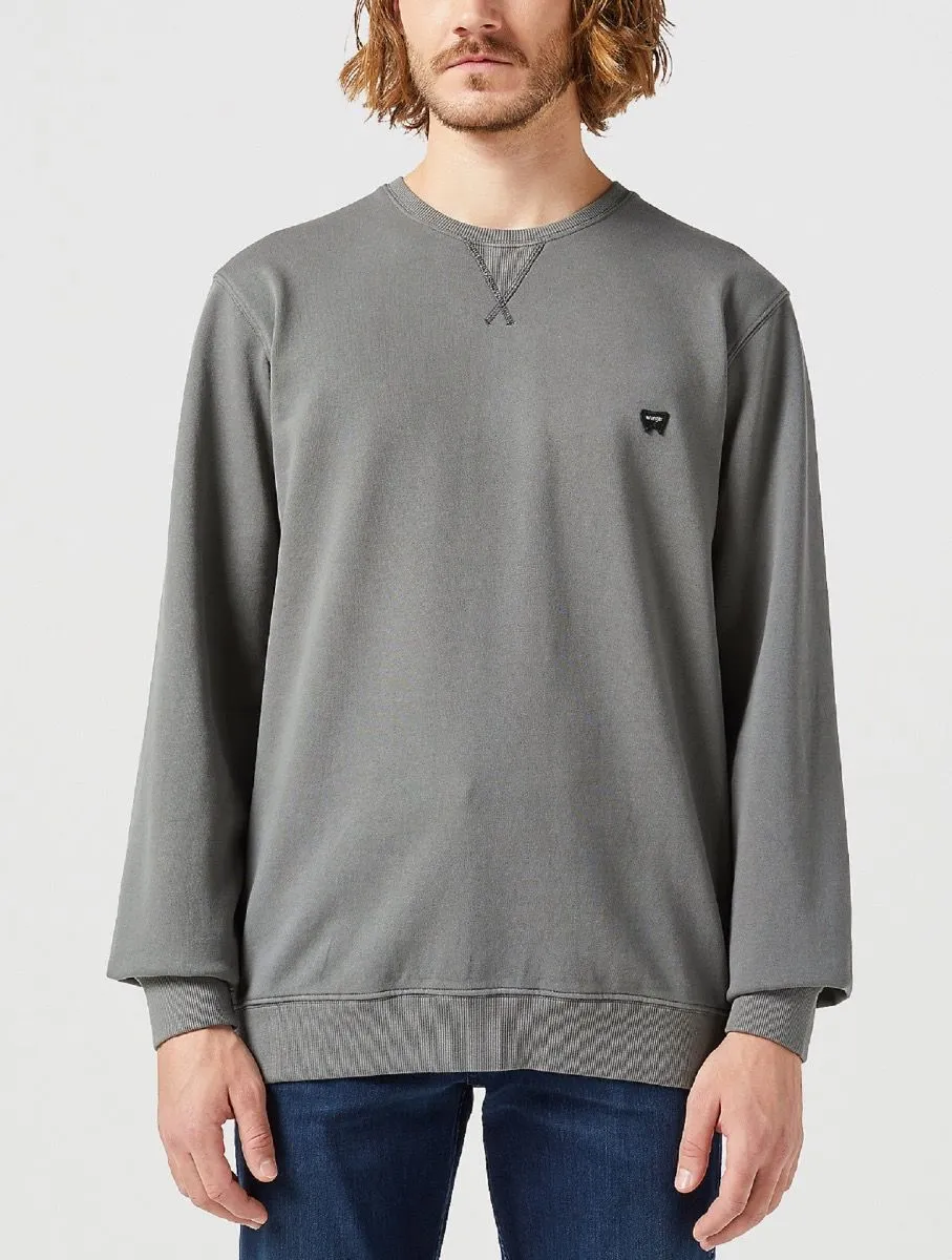 Wrangler Sign Off Logo Crew Neck Sweatshirt in Gun Metal