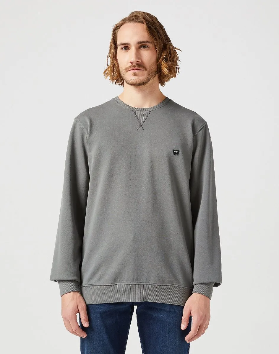 Wrangler Sign Off Logo Crew Neck Sweatshirt in Gun Metal