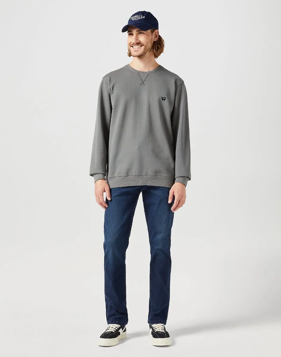 Wrangler Sign Off Logo Crew Neck Sweatshirt in Gun Metal