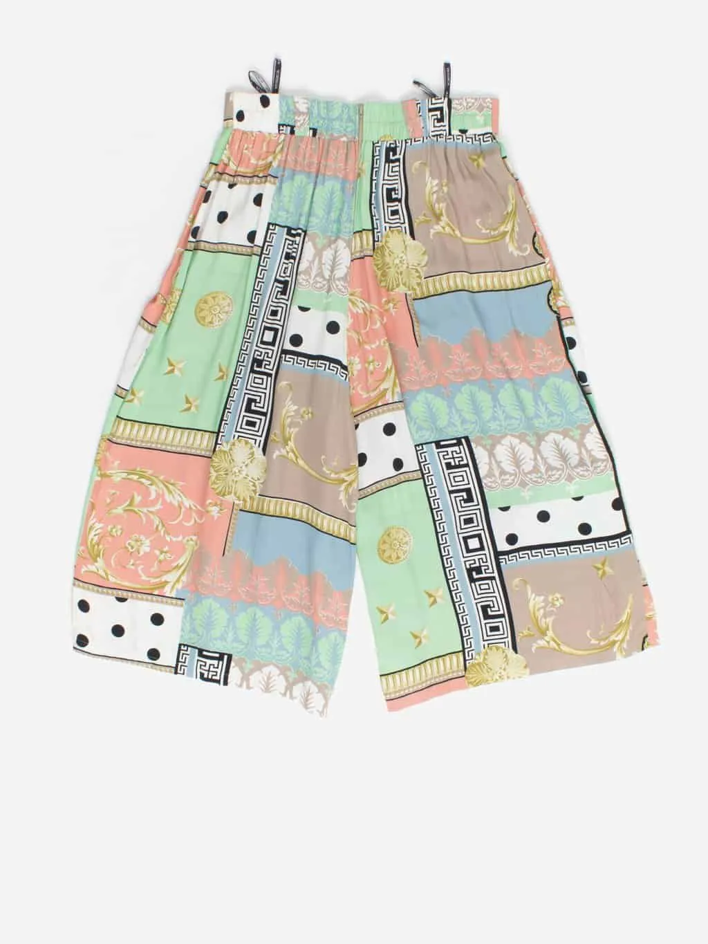 Y2K Culottes with Bold Funky Print in Pastel Blue, Mint Green & Peach, Size M/L