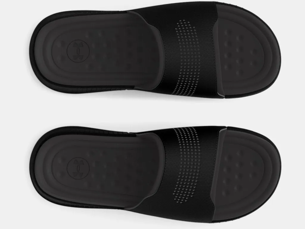 Black and Gray Under Armour Unisex Slides