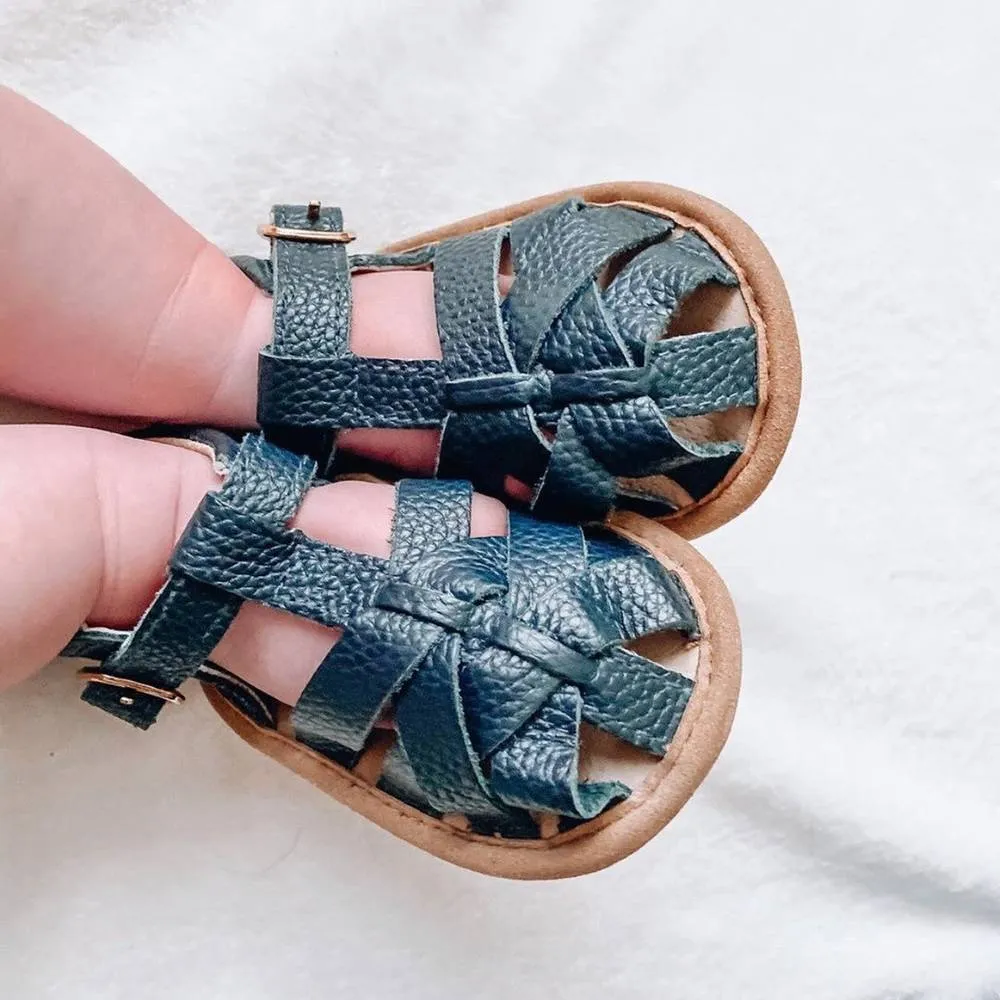 Blue Leather Baby Sandal